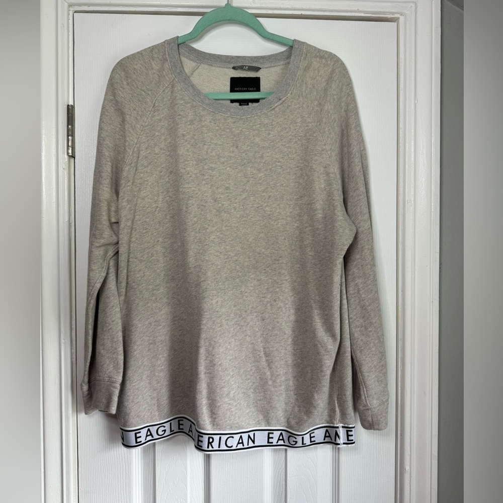 American Eagle AE Lounge Cotton Light Greay Cream Crewneck